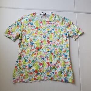 Brooks Brothers Knit Top Womens Small Multicolor Supima Cotton Crew Neck Floral